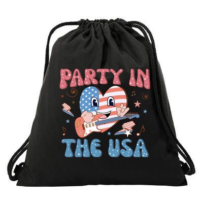 4th Of July Retro Funny Party In The USA Music Gift Drawstring Bag