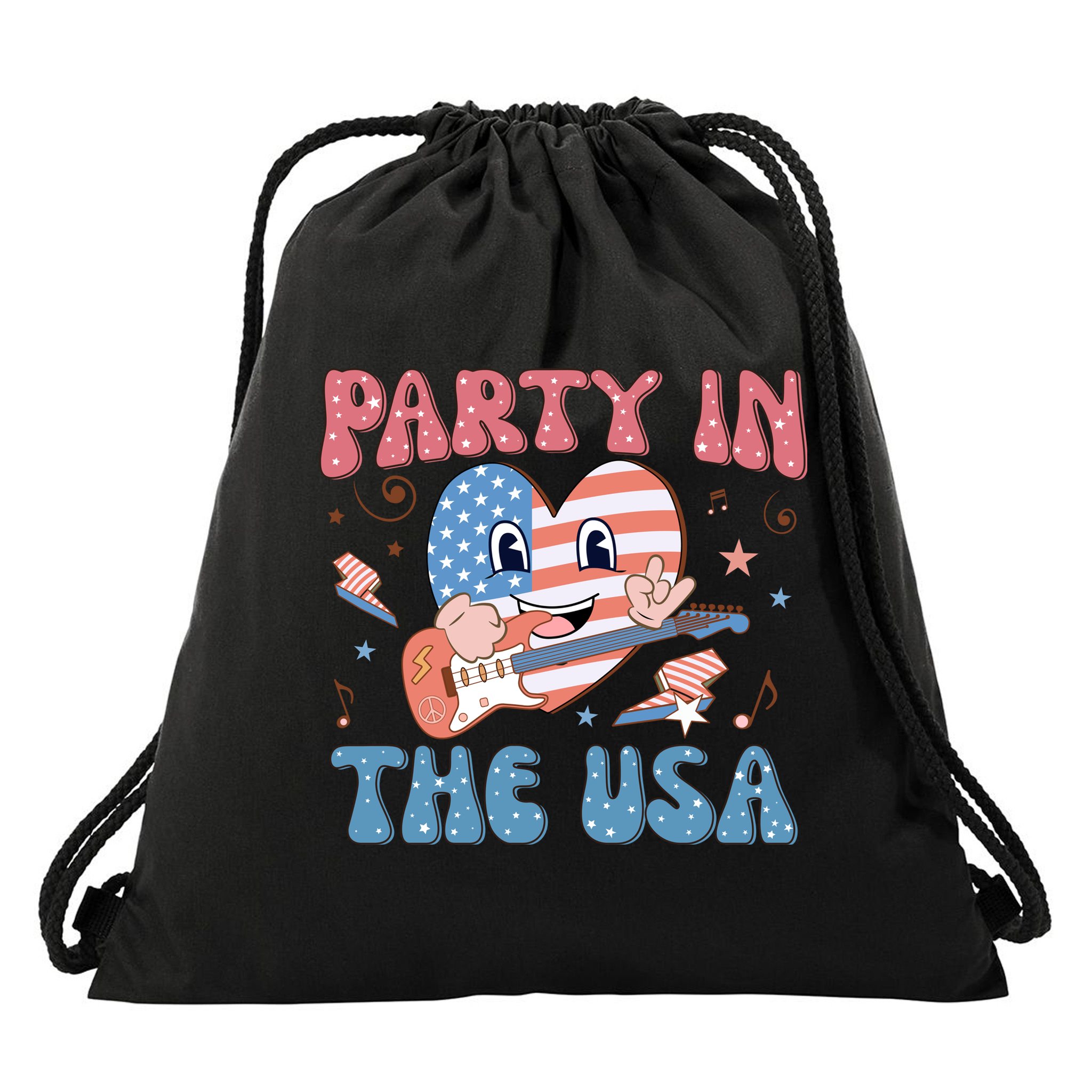 4th Of July Retro Funny Party In The USA Music Gift Drawstring Bag