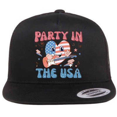 4th Of July Retro Funny Party In The USA Music Gift Flatbill Hat