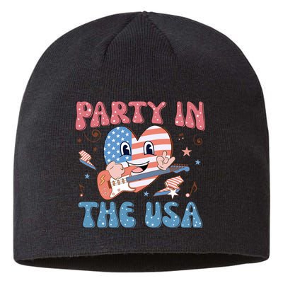 4th Of July Retro Funny Party In The USA Music Gift Sustainable Beanie
