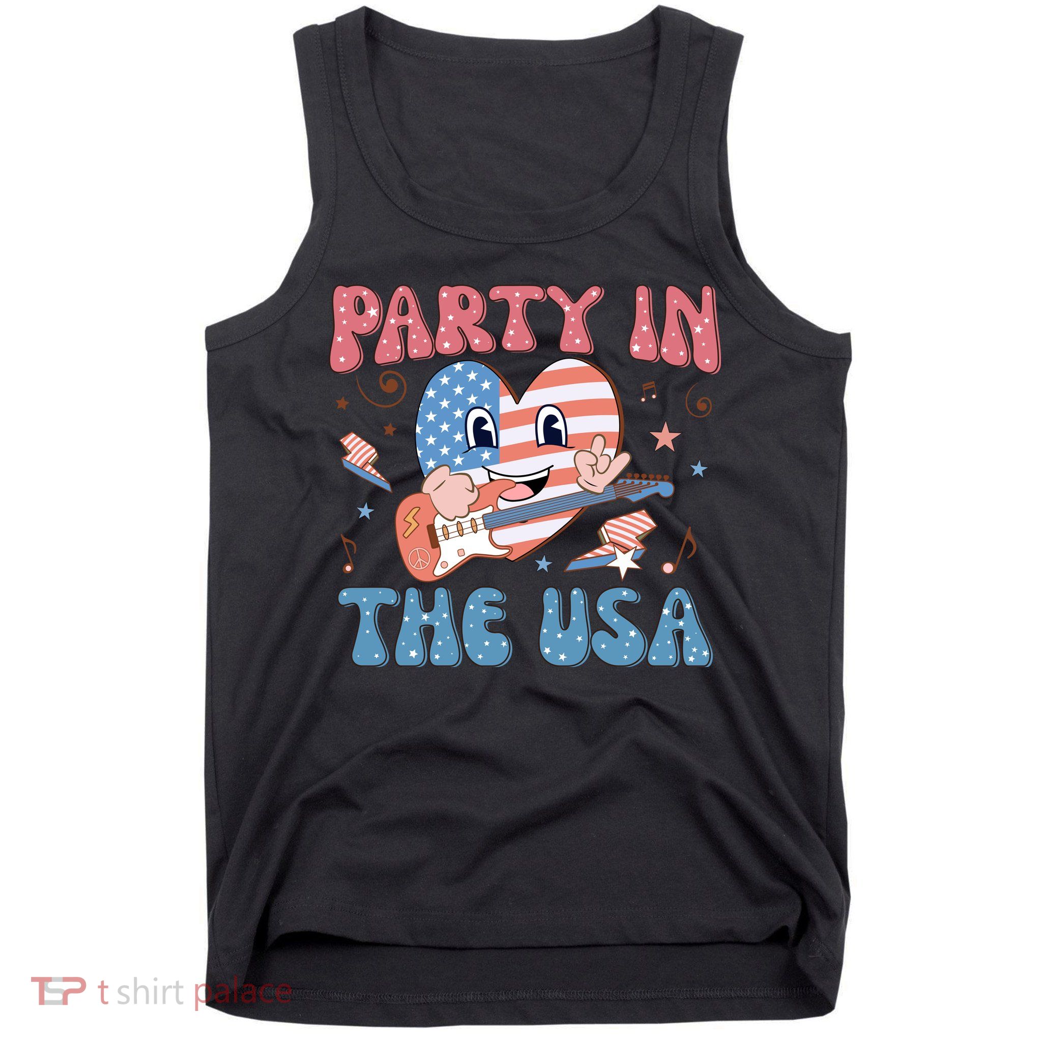 4th Of July Retro Funny Party In The USA Music Gift Tank Top