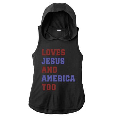 4th Of July God Bless America Vintage 4th Of July Ladies PosiCharge Tri-Blend Wicking Draft Hoodie Tank