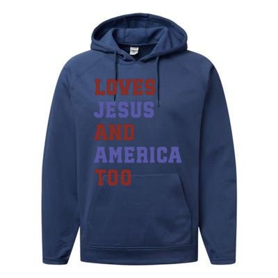 4th Of July God Bless America Vintage 4th Of July Performance Fleece Hoodie