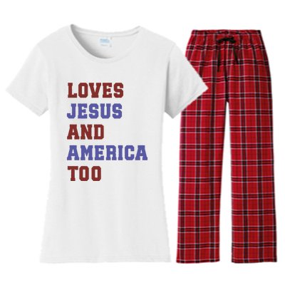 4th Of July God Bless America Vintage 4th Of July Women's Flannel Pajama Set