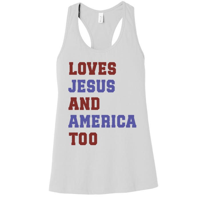 4th Of July God Bless America Vintage 4th Of July Women's Racerback Tank