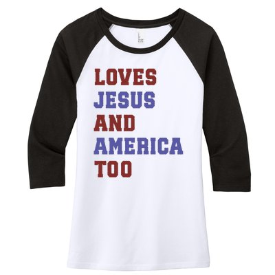 4th Of July God Bless America Vintage 4th Of July Women's Tri-Blend 3/4-Sleeve Raglan Shirt