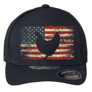 4th of July Chicken Patriotic American Flag Flexfit Unipanel Trucker Cap