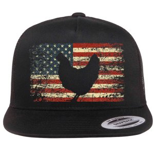 4th of July Chicken Patriotic American Flag Flat Bill Trucker Hat