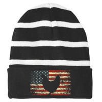 4th of July Chicken Patriotic American Flag Striped Beanie with Solid Band