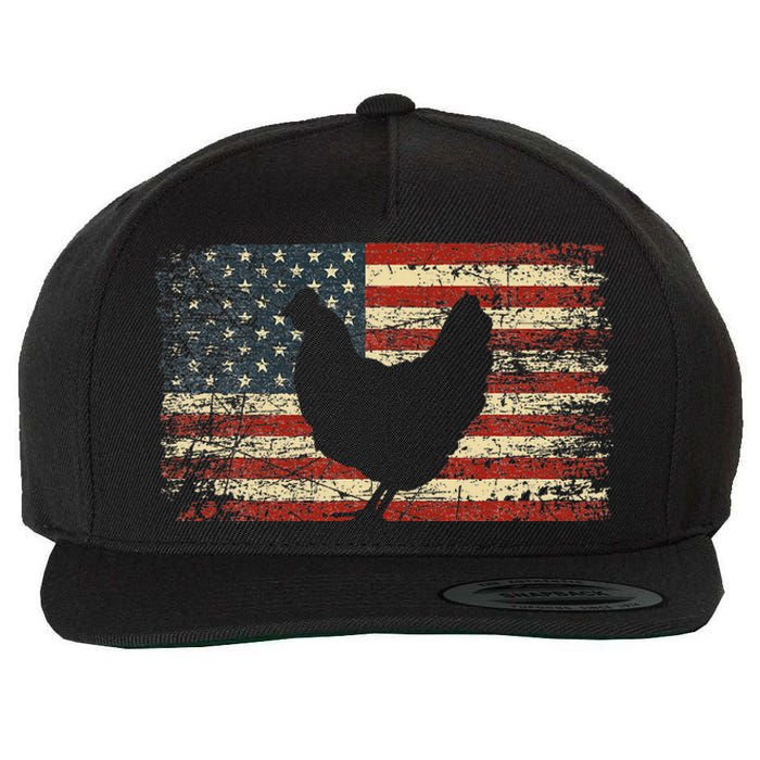 4th of July Chicken Patriotic American Flag Wool Snapback Cap