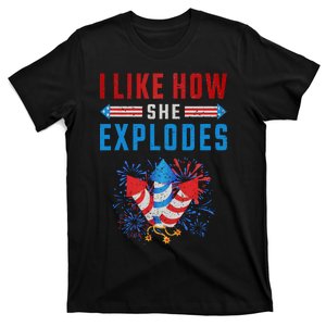 4th Of July I Like How She Explodes Firework USA Flag T-Shirt