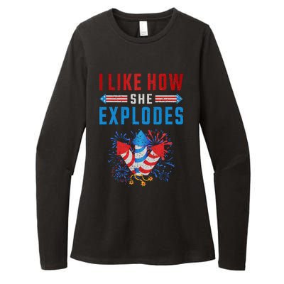 4th Of July I Like How She Explodes Firework USA Flag Womens CVC Long Sleeve Shirt