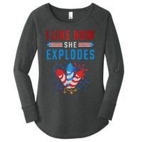 4th Of July I Like How She Explodes Firework USA Flag Women's Perfect Tri Tunic Long Sleeve Shirt