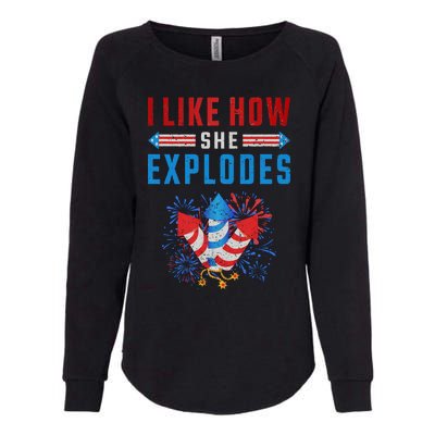 4th Of July I Like How She Explodes Firework USA Flag Womens California Wash Sweatshirt