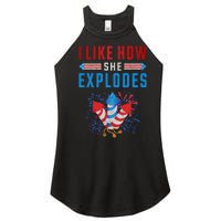 4th Of July I Like How She Explodes Firework USA Flag Women's Perfect Tri Rocker Tank