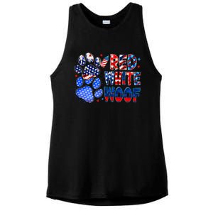 4th Of July Red White Woof Ladies PosiCharge Tri-Blend Wicking Tank