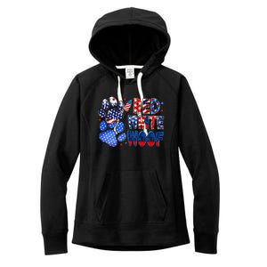 4th Of July Red White Woof Women's Fleece Hoodie