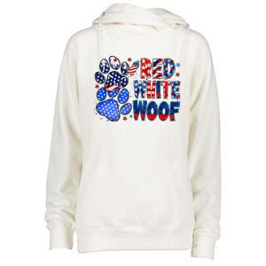 4th Of July Red White Woof Womens Funnel Neck Pullover Hood