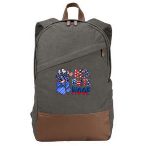 4th Of July Red White Woof Cotton Canvas Backpack