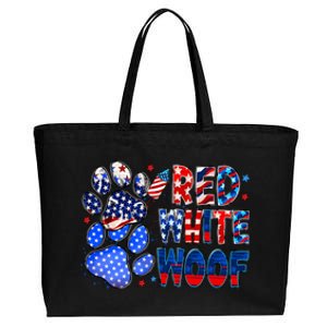 4th Of July Red White Woof Cotton Canvas Jumbo Tote