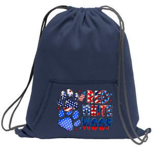 4th Of July Red White Woof Sweatshirt Cinch Pack Bag