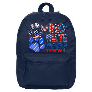 4th Of July Red White Woof 16 in Basic Backpack