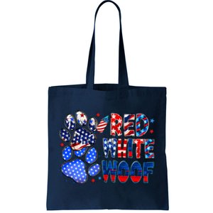 4th Of July Red White Woof Tote Bag