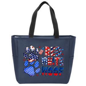 4th Of July Red White Woof Zip Tote Bag