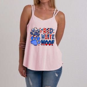 4th Of July Red White Woof Women's Strappy Tank