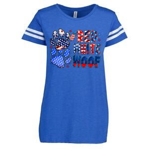 4th Of July Red White Woof Enza Ladies Jersey Football T-Shirt