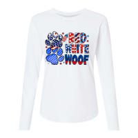 4th Of July Red White Woof Womens Cotton Relaxed Long Sleeve T-Shirt