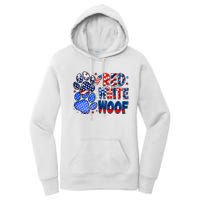 4th Of July Red White Woof Women's Pullover Hoodie