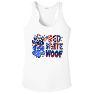 4th Of July Red White Woof Ladies PosiCharge Competitor Racerback Tank