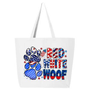 4th Of July Red White Woof 25L Jumbo Tote