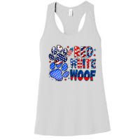 4th Of July Red White Woof Women's Racerback Tank