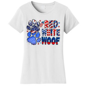 4th Of July Red White Woof Women's T-Shirt