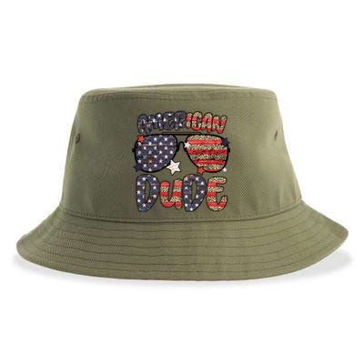 4th Of July American Dude Sunglasses Patriotic Gift Sustainable Bucket Hat