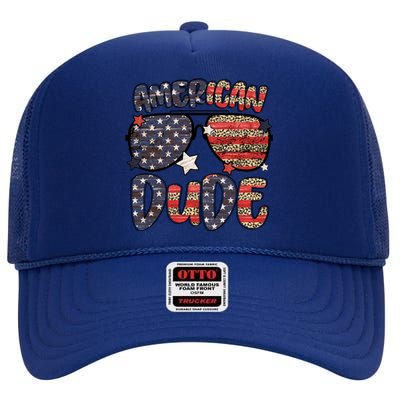 4th Of July American Dude Sunglasses Patriotic Gift High Crown Mesh Back Trucker Hat