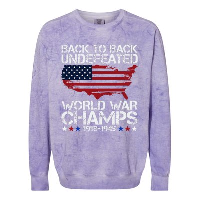 4th Of July Back To Back Undefeated World War Champs Colorblast Crewneck Sweatshirt