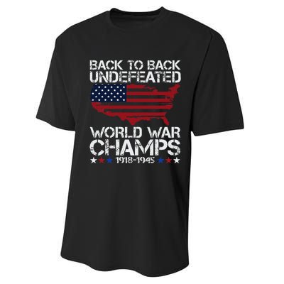 4th Of July Back To Back Undefeated World War Champs Performance Sprint T-Shirt