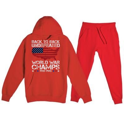 4th Of July Back To Back Undefeated World War Champs Premium Hooded Sweatsuit Set