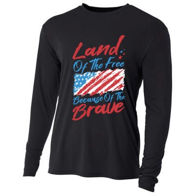 4th Of July Patriotic Land Of The Free Because Of The Brave Great Gift Cooling Performance Long Sleeve Crew