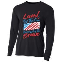 4th Of July Patriotic Land Of The Free Because Of The Brave Great Gift Cooling Performance Long Sleeve Crew