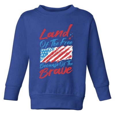 4th Of July Patriotic Land Of The Free Because Of The Brave Great Gift Toddler Sweatshirt