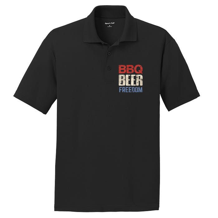 4th of July Patriotic USA American Flag BBQ Beer Freedom PosiCharge RacerMesh Polo