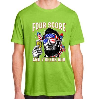 4th Of July Drinking Beer Patriot Four Score And 7 Beers Ago Adult ChromaSoft Performance T-Shirt