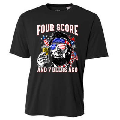 4th Of July Drinking Beer Patriot Four Score And 7 Beers Ago Cooling Performance Crew T-Shirt