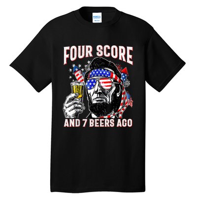 4th Of July Drinking Beer Patriot Four Score And 7 Beers Ago Tall T-Shirt