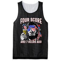 4th Of July Drinking Beer Patriot Four Score And 7 Beers Ago Mesh Reversible Basketball Jersey Tank