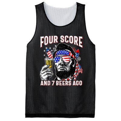 4th Of July Drinking Beer Patriot Four Score And 7 Beers Ago Mesh Reversible Basketball Jersey Tank